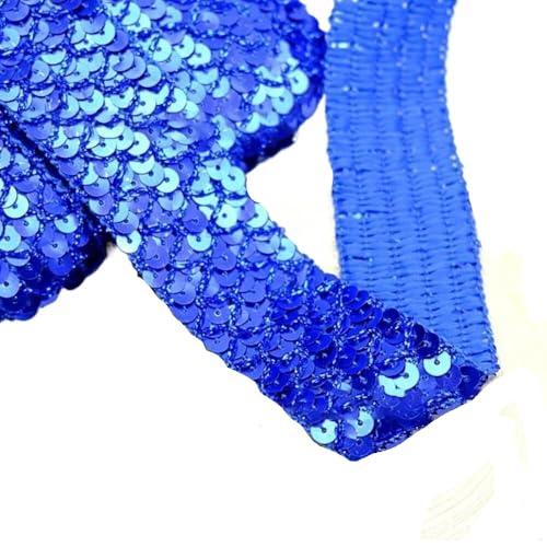 Spitzendeko,Nähspitze,Spitzenband,Spitzenstoff,5m 3,5cm Glitzer Dekoband Paillettenbordüre Paillettenbänder Paillettenbesatz for DIY Basteln Nähen Kleidung Dekoration(Blue) von RYRYR