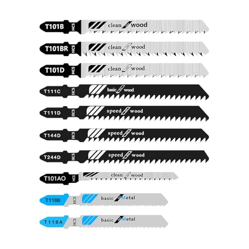 Tauchsägeblatt, Kreissägeblatt, Gehrungssägeblatt for mehrere Materialien (auch bekannt als Holzblatt, Metallschneidblatt, TCT-Sägeblatt), Stichsägeblatt, 10-teiliges Stichsägeblatt-Set for Holzschnit von RYRYR