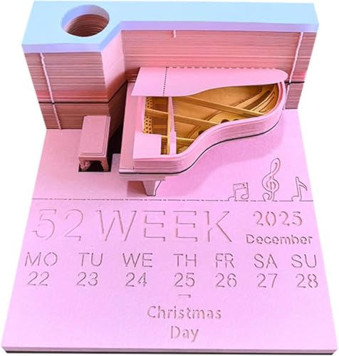 Time Piece-Kalender, 3D-Kalender, Abreißkalender 2025, kreativer 3D-Notizblock for Klavier, künstlerische Blöcke, 3D-Notizblock-Kalender, DIY-Papierschnitzkunst, Schreibtischskulptur, Geschenk, for Sc von RYRYR