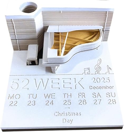 Time Piece-Kalender, 3D-Kalender, Abreißkalender 2025, kreativer 3D-Notizblock for Klavier, künstlerische Blöcke, 3D-Notizblock-Kalender, DIY-Papierschnitzkunst, Schreibtischskulptur, Geschenk, for Sc von RYRYR