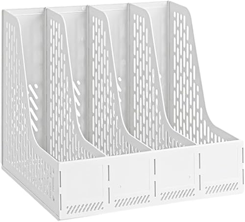 Zeitschriftensammler, Buch-Organizer, Aktenaufbewahrung, Aktenhalter, Desktop-Akten-Organizer, 4-teiliger Desktop-Hohl-Organizer, Büro-Aktenständer for Büro und Schule(Gray) von RYRYR