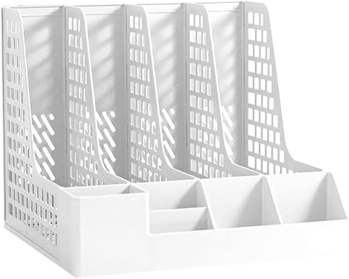 Zeitschriftensammler, Buch-Organizer, Aktenaufbewahrung, Aktenhalter, vertikaler Schreibtisch-Akten-Organizer mit individuellem Stifthalter, Zeitschriftensammler for Büro, Schule und Zuhause(White) von RYRYR