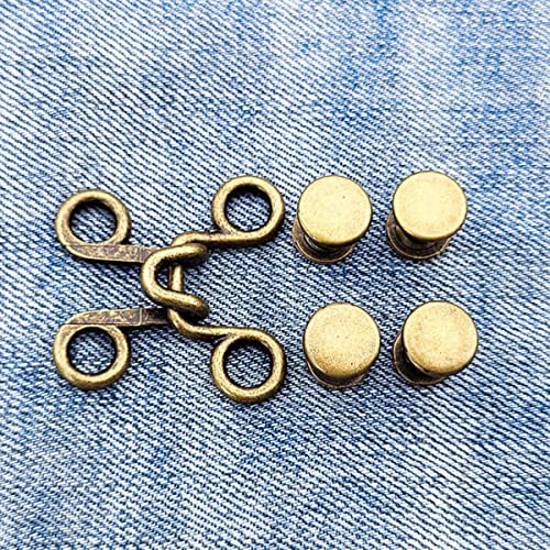 1/5/10 Set Nagelfreie Metall-Jeans-Knopf-Druckknöpfe, abnehmbare Hosen-Clips, Stifte, DIY-Taillenspanner, Kleidung, Schnallen, Nähwerkzeuge, A, glattes Bronze, 5 Sets von RZCREW