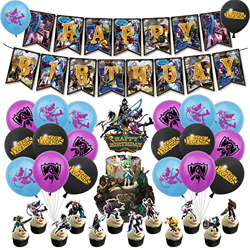 Deko Geburtstag League of Legends Luftballons League of Legends Kuchentopper Geburtstag League of Legends Girlande Geburtstag League of Legends Geburtstagsdeko League of Legends Luftballons Deko von RZDQZY