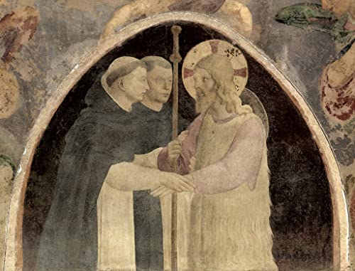 RZHRHJES Ölgemälde Wandbilder Abstrakte Leinwand Kunst Wandkunst Bild Druck Christus begrüßt Zwei Dominikaner von fra angelico Kunst Leinwand Poster für Wanddekoration 60x90cm von RZHRHJES