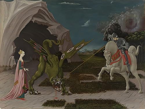 RZHRHJES Ölgemälde Wandbilder Abstrakte Leinwand Kunst Wandkunst Bild Druck Der heilige Georg und der Drache von Paolo Uccello Kunst Leinwand Poster für Wanddekoration 60x90cm von RZHRHJES