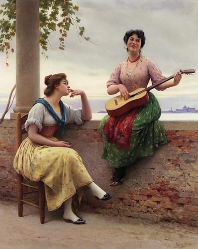 RZHRHJES Ölgemälde Wandbilder Abstrakte Leinwand Kunst Wandkunst Bild Druck Venezianische melodie von eugene de blaas Kunst Leinwand Poster für Wanddekoration 60x90cm von RZHRHJES