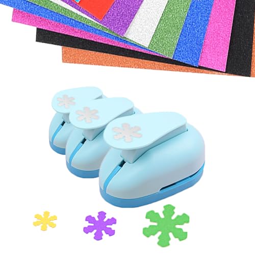 3 Stück Motivstanzer Stanzer Kinder,Papierstanzer Motivlocher Stanzer Set,Stanzer Weihnachtenbaum,Stanzer Herbst für Geschenkanhänger,Basteln,Scrapbooking,Grußkarten zufällige Farbe (Schneeflocken) von RZXBB