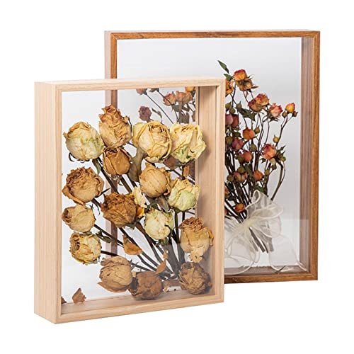 RZXBB 3D Bilderrahmen Für Getrocknete Blumen - Tiefer Objektrahmen Aus Holz - DIY Trockenblumen Schwimmender Fotorahmen - Schattenfugenrahmen Zum Befüllen Für Fotocollage, Poster, Unterschrift von RZXBB