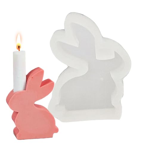 RZXBB Ostern Kaninchen Silikonformen Kerzenhalter - Hase Silikonformen Gießformen Kerzenständer - Hase Silikon Gießform Kerzenhalter - DIY Hase Epoxidharz Kerzenhalter Form Silikonform Für Ostern (B) von RZXBB