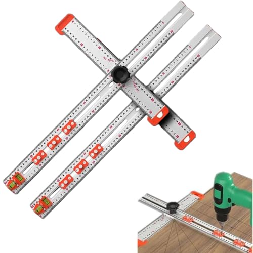 RZYBXATOX 4-in-1-Bohrpositionierungslineal, Mehrwinkel-Messlineal, T-Quadrat-Lineal, Holzbearbeitungslineal, präzises Bohrwerkzeug for Zimmerei /155(2pcs) von RZYBXATOX