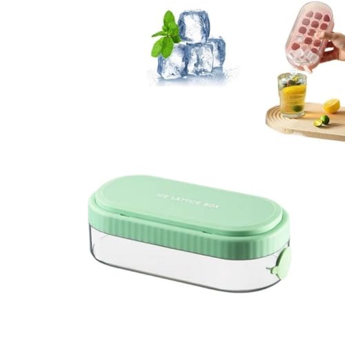 RZYBXATOX Press-Eiswürfelbox, 18-Gitter-Silikon-Presstyp-Eiswürfelform mit herausnehmbarer Aufbewahrungsbox, Mini-Eiswürfelschalen for den Gefrierschrank, Eiswürfelform /150(Green) von RZYBXATOX