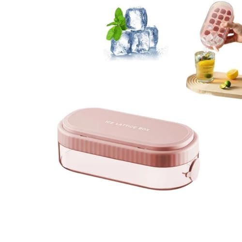 RZYBXATOX Press-Eiswürfelbox, 18-Gitter-Silikon-Presstyp-Eiswürfelform mit herausnehmbarer Aufbewahrungsbox, Mini-Eiswürfelschalen for den Gefrierschrank, Eiswürfelform /150(Pink) von RZYBXATOX