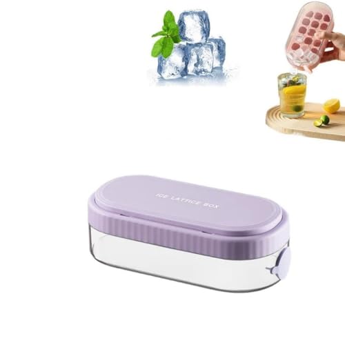 RZYBXATOX Press-Eiswürfelbox, 18-Gitter-Silikon-Presstyp-Eiswürfelform mit herausnehmbarer Aufbewahrungsbox, Mini-Eiswürfelschalen for den Gefrierschrank, Eiswürfelform /150(Purple) von RZYBXATOX