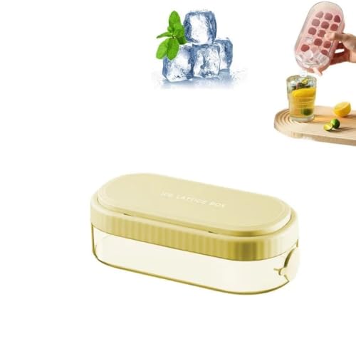 RZYBXATOX Press-Eiswürfelbox, 18-Gitter-Silikon-Presstyp-Eiswürfelform mit herausnehmbarer Aufbewahrungsbox, Mini-Eiswürfelschalen for den Gefrierschrank, Eiswürfelform /150(Yellow) von RZYBXATOX