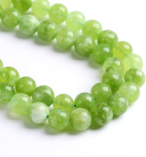 10 mm, 36 Stück natürliche grüne Peridot-Jadequarz-Perlen für Schmuckherstellung, DIY-Armband, Kristall, 1 Strang von RZYFEMM