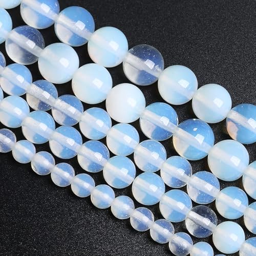 10 mm, 37 Stück Natursteine, weißer Opal, Quarz, lose Kristallperlen für Schmuckherstellung, DIY-Armband, 1 Strang von RZYFEMM