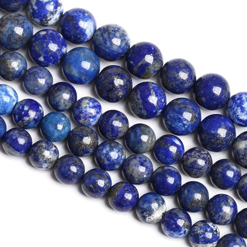 10 mm 36 Stück Naturstein-Perlen aus blauem Lapislazuli, Klasse A, für Schmuckherstellung, DIY-Armband, Kristall, 1 Strang von RZYFEMM