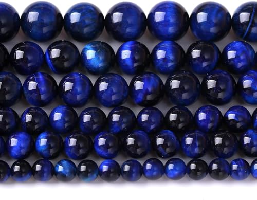 12 mm, 32 Stück Natursteine, Lapislazuli, blaue Tigeraugen-Perlen, 5A, hochwertige Abstandshalter, lose Perlen für Schmuckherstellung, DIY-Armband-Zubehör von RZYFEMM