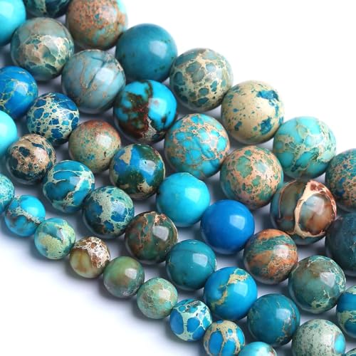 12 mm 30 Stück Naturstein-blaue Meeressediment-Abdrücke, Jade, Abstandshalter für Schmuckherstellung, DIY, Armband, Halskette von RZYFEMM