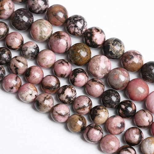 12 mm 30 Stück Natursteinperlen mit schwarzen Streifen, Rhodochrosit-Edelsteinperlen für Schmuckherstellung, DIY, Armband, Halskette, Halbedelkristall-Perlen von RZYFEMM