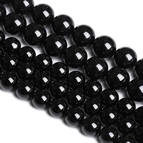 12 mm 32 Stück natürlicher schwarzer Onyx-Achat, rund, lose Abstandshalter für Schmuckherstellung, DIY, Handwerk, Armband, 1 Strang, 38,1 cm von RZYFEMM