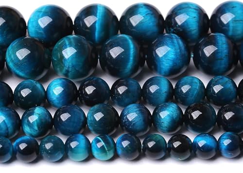 12 mm blaue Tigeraugen-Perlen, Naturstein, Edelstein-Abstandshalter, lose Perlen für Schmuckherstellung, DIY-Armband, Halbedelperlen, Strang, 38,1 cm, 32 Stück von RZYFEMM