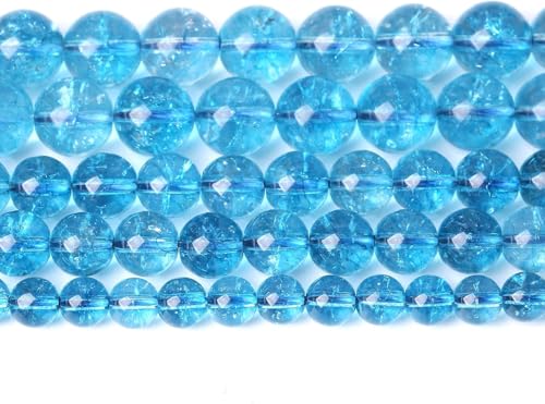 6 mm, 60 Stück blaue Kristall-Abstandshalter aus Crackle-Quarzstein, runde lose Perlen für Schmuckherstellung, DIY-Armband, 38,1 cm Strang von RZYFEMM