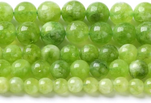 8 mm, 45 Stück natürliche grüne Peridot-Jadequarz-Perlen für Schmuckherstellung, DIY-Armband, Kristall, 1 Strang von RZYFEMM