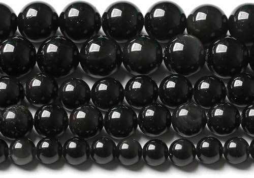 8 mm, 46 Stück, Naturstein, schwarzer Obsidian, lose Perlen für Schmuckherstellung, DIY-Armband, 1 Strang von RZYFEMM