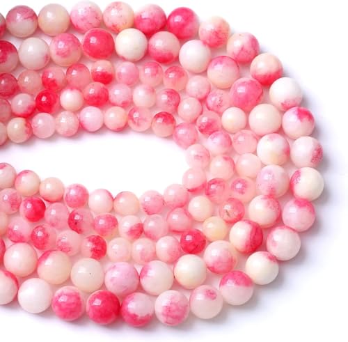 8 mm, 46 Stück rosa Turmalin-Jadestein-Perlen für Schmuckherstellung, DIY, Armband, Halskette, 38,1 cm von RZYFEMM