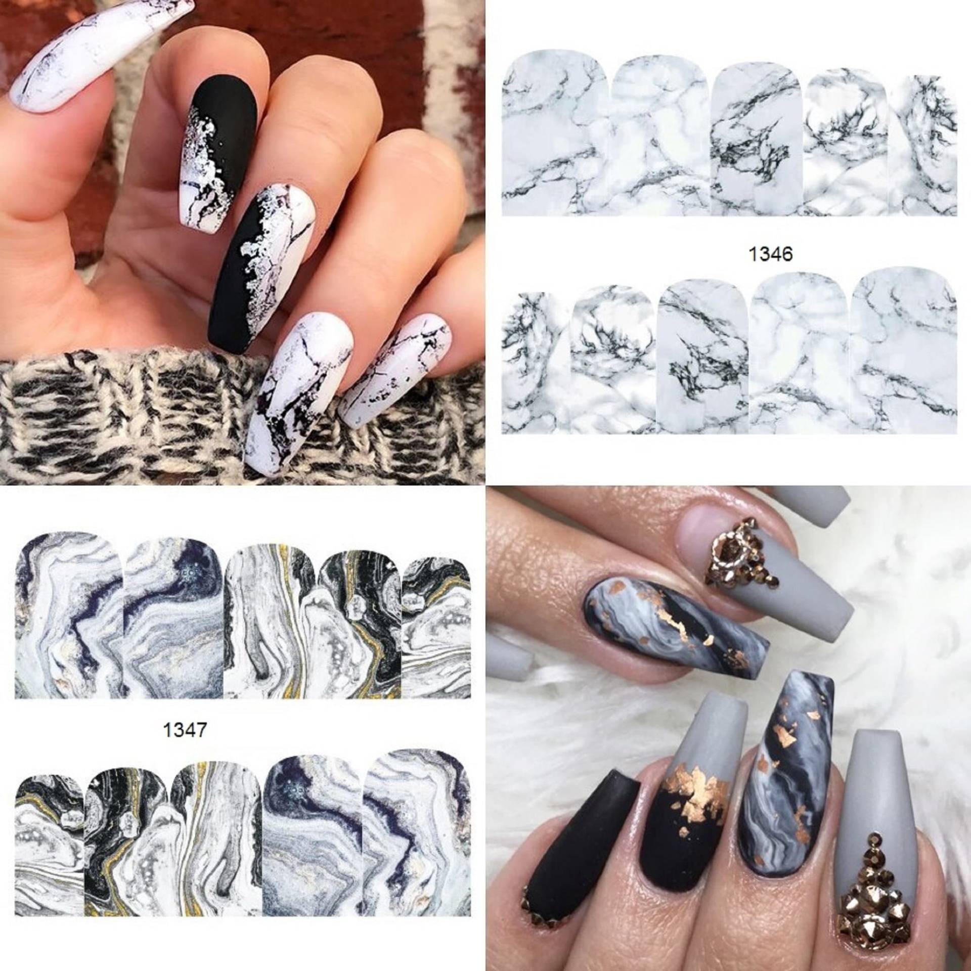 Nail Art Wasser Decals Aufkleber Dekoration Marmor Effekt Läufe Swirls Ripples von RachelsNailsByRachel