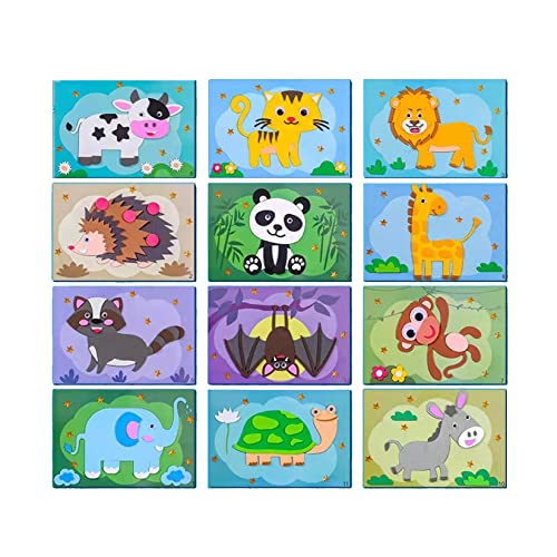 Rachlicy 12pcs Cartoon Eva Aufkleber Spielzeug 3D Aufkleber Bücher Kreativ DIY Cartoon Animal Sticker Safe Eva Foam Lustige Aufkleber Spielzeug süßes Lernspielzeug (A Klassisches Animal) von Rachlicy