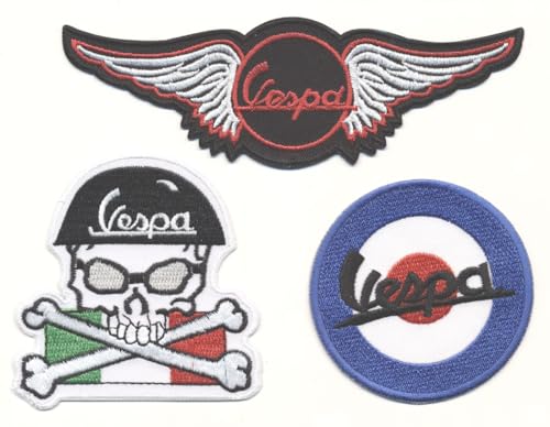 VESPA Mods Aufnäher Patches 3 Stück Motorroller Roller Piaggio Lusso Italia Italy von Racing Classics