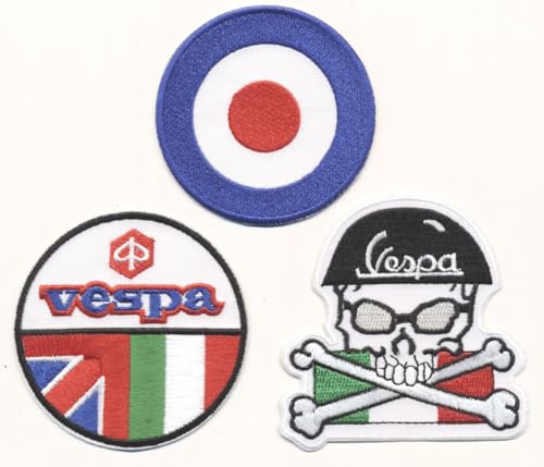 Vespa Aufnäher Aufbügler Patch 3 Stück Motorrad Scooter Italien TURBOVERSAND von Racing Classics