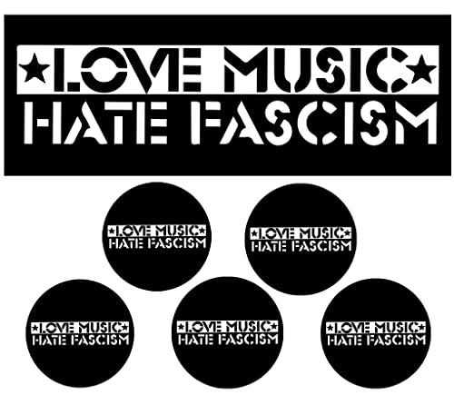 LOVE MUSIC - HATE FASCISM 5 x Aufkleber + 5 x Button Pack von Racker-n-Roll