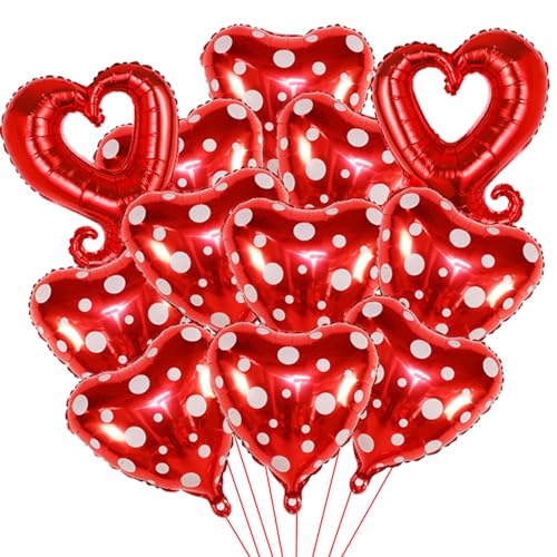 12pcs Red Heart Balloons Set Heart Foil Balloons for Birthday Decorations, Valentines Day Party Decorations von Radafoat