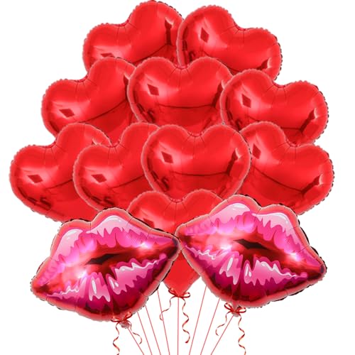 12pcs Red Lip Balloons Set Lips Foil Balloon for Valentines Party Decorations, Lips Balloons for Birthday Party, Bridal Shower Decorations von Radafoat