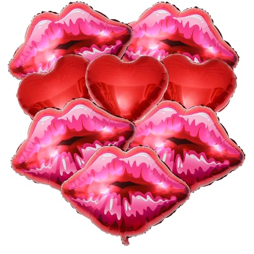 8pcs Red Lip Balloons Set Lips Foil Balloon for Bachelorette Party Decorations, Lips Balloons for Bridal Shower Decorations Valentines Party Decorations von Radafoat