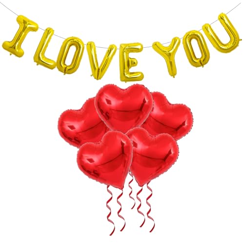 Folienballons mit Aufschrift "Ilove You", rote Herzballons für Valentinstag, Party-Dekorationen von Radafoat