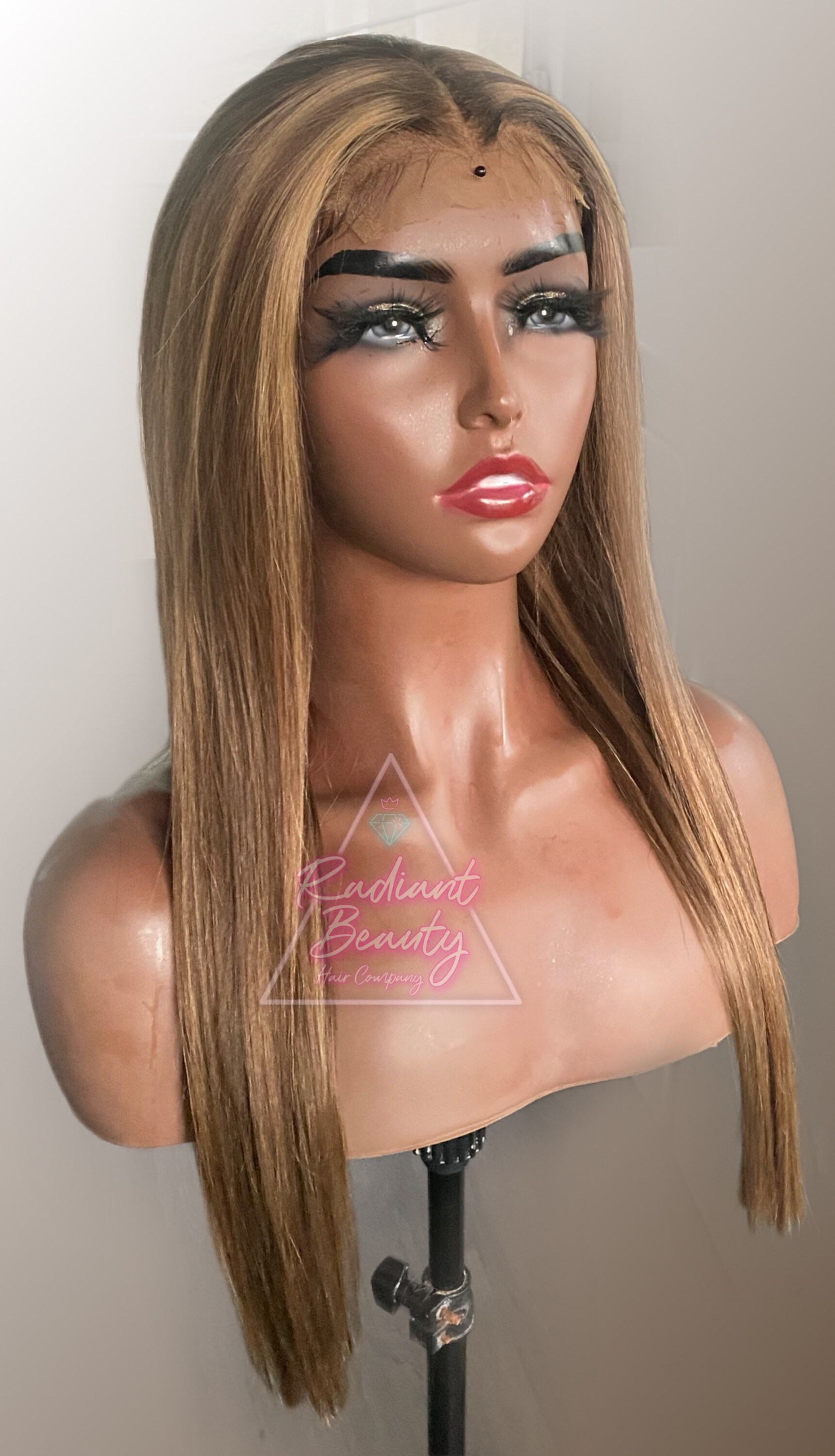 Honig Hd Spitzenverschluss Oder Frontal 18"-30" Länge 180 Dichte Menschliches Haar Karamell Highlight Perücke von RadiantBeautyHairCo