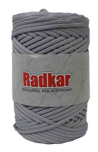 Radkar Polyesterkordel 3 mm -100 m -240 gr. Polyesterschnur, Makramee Garn, Polyester Taschenschnur, Polyester Häkelgarn (Hellgrau) von Radkar