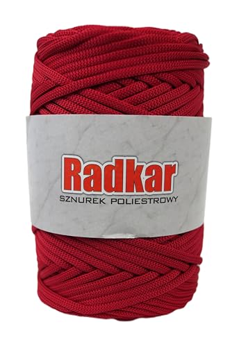 Radkar Polyesterkordel 3 mm -100 m -240 gr. Polyesterschnur, Makramee Garn, Polyester Taschenschnur, Polyester Häkelgarn (Himbeere) von Radkar