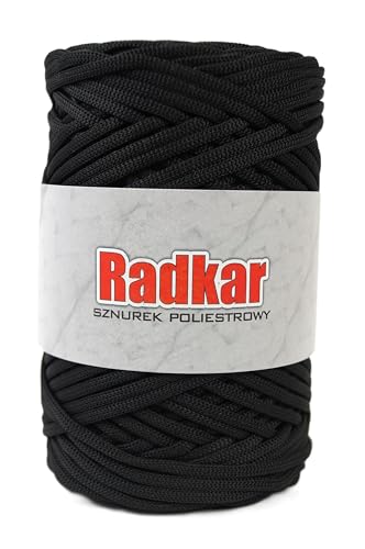 Radkar Polyesterkordel 3 mm -100 m -240 gr. Polyesterschnur, Makramee Garn, Polyester Taschenschnur, Polyester Häkelgarn (Schwarz) von Radkar