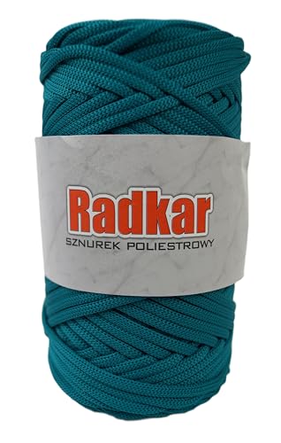 Radkar Polyesterschnur 3mm -100m 240 gr. Polyester Makramee Garn, Polyester Taschenschnur, Polyester Taschengarn, (Blaugrün) von Radkar