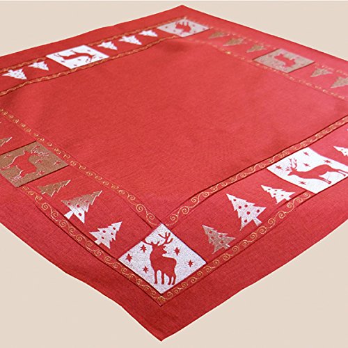 Raebel OHG Mitteldecke - 85 x 85 cm rot-Gold Stickerei ''Hirsch'' von Raebel OHG