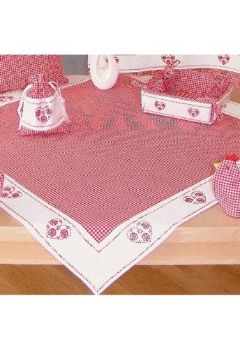 Raebel OHG Mitteldecke - rot-weiß kariert Stickerei Herz (85/85 cm) von Raebel OHG