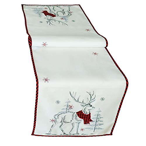 Raebel OHG Tischwäsche Stickerei Applikation Hirsch Weihnachten Winter (40 x 140 cm, Rot) von Raebel OHG