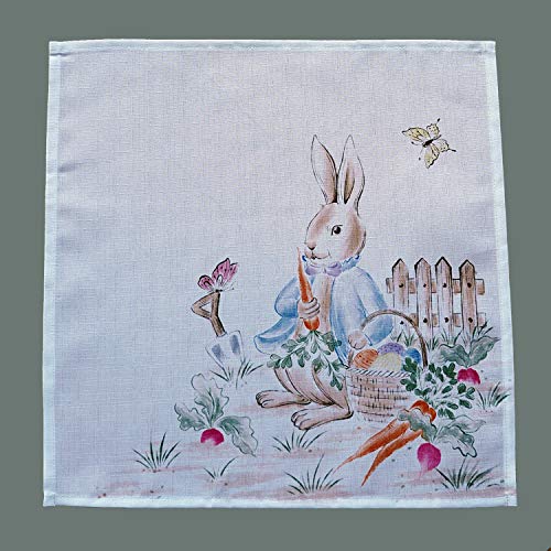 Raebel Tischdecke Mitteldecke Ostern Osterhasen Osterdecke Leinenoptik 85 x 85 cm Weiß/Bunt von Raebel OHG