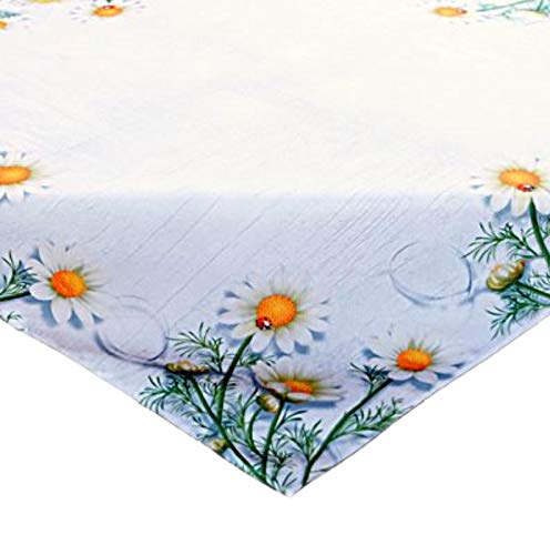 Raebel Tischdecke Mitteldecke Sommer Deko Tischdeko Bedruckt Kamillenblüten Pflegeleicht Polyester (110 x 110 cm) von Raebel OHG